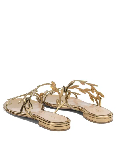 Gianvito Rossi Woman Sandals Gold Size 6 Leather In Animal Print