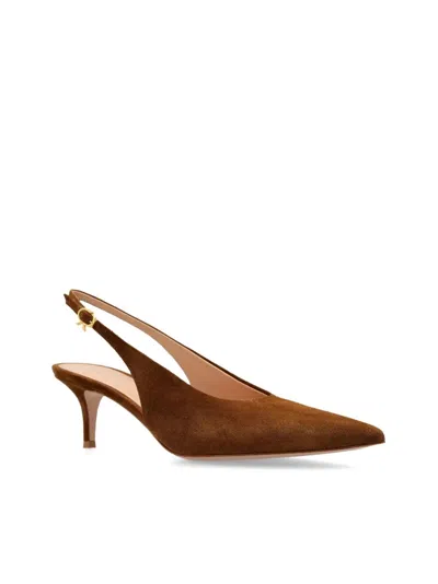 Gianvito Rossi Robbie Suede Leather Slingback In Brown