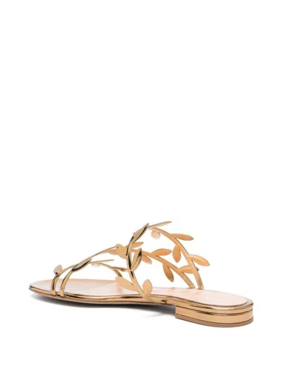 Gianvito Rossi Flavia Metallic Leather Slides In Gold