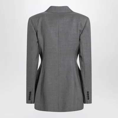 Givenchy Womens Double-breasted Peak-lapel Wool Blazer Medium Grey In Gray