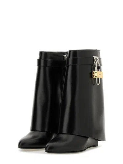 Givenchy Draped Design Black Boots With Pointed Toe And Signature Buckle