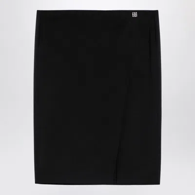 Givenchy Black Wool Skirt With Metal Button 4g In Multi