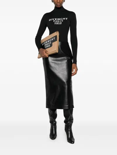 Givenchy Logo Ribbed-knit Bodysuit In Black