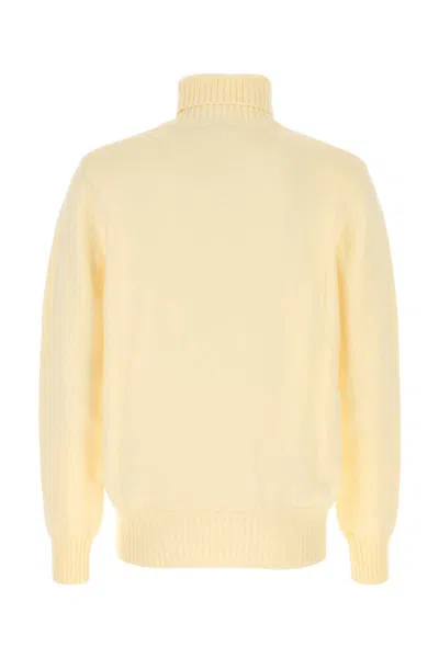 Givenchy Cotton Turtleneck Sweater Ribbed Cuffs In Yellow