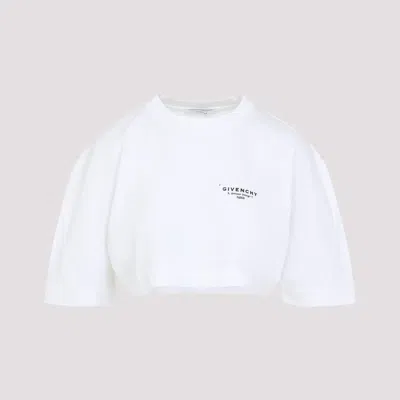 Givenchy Cropped Fit T-shirt In Cotton With  Stamp Print In White