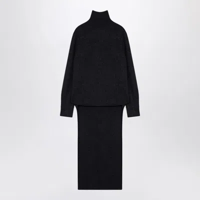 Givenchy Dark Grey Turtleneck With Drawstring In Black