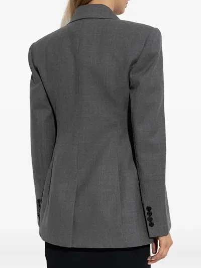 Givenchy Womens Double-breasted Peak-lapel Wool Blazer Medium Grey In Gray