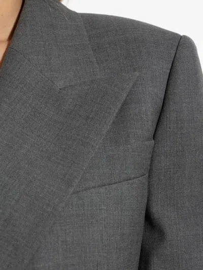 Givenchy Womens Double-breasted Peak-lapel Wool Blazer Medium Grey In Gray