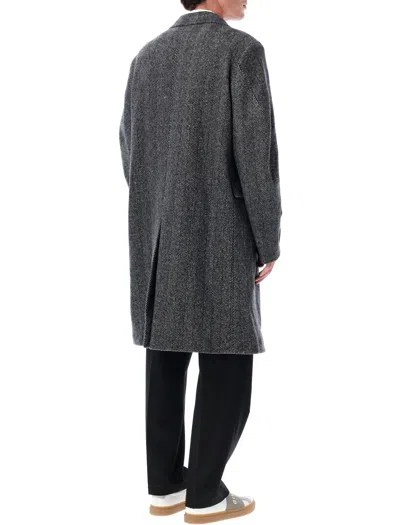 Givenchy Men Wool Blend Coat With Herringbone Motif