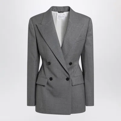 Givenchy Womens Double-breasted Peak-lapel Wool Blazer Medium Grey In Gray