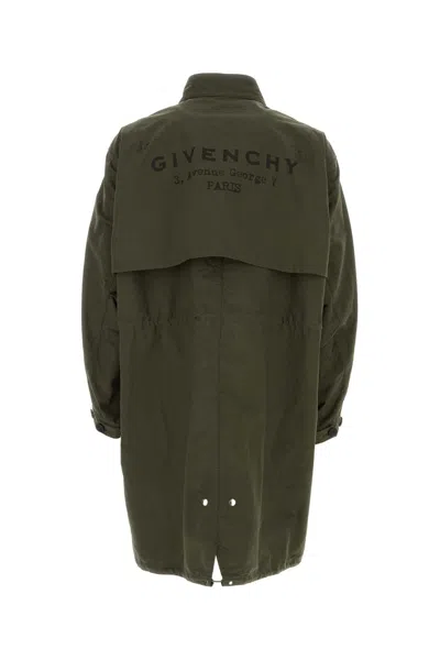 Givenchy Stamp Cotton-blend Raincoat In Green