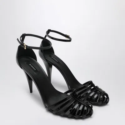 Givenchy Cage Heel Sandals Patent Leather Ankle Strap In Black