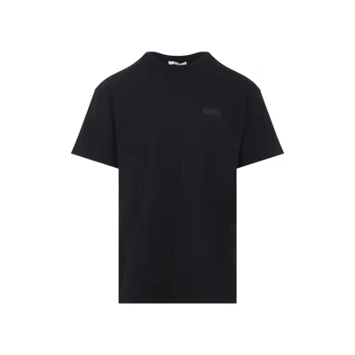 Givenchy Black Crewneck T-shirt With Logo Patch On The Front In Cotton Man