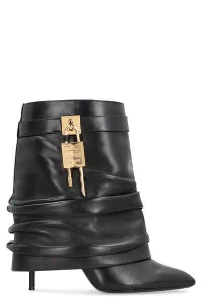 Givenchy Women Black Nappa Leather Shark Lock Stiletto Ankle Boots In Multi