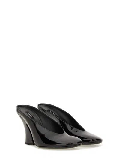 Givenchy Glossy Finish Curved Heel Pointed Toe Mules In Black