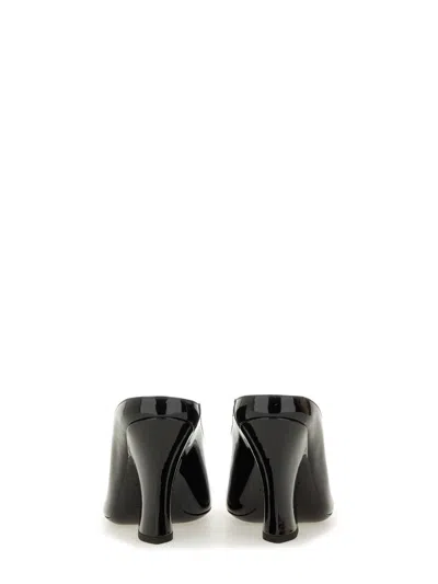 Givenchy Glossy Finish Curved Heel Pointed Toe Mules In Black