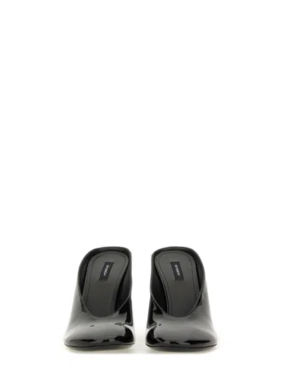 Givenchy Glossy Finish Curved Heel Pointed Toe Mules In Black