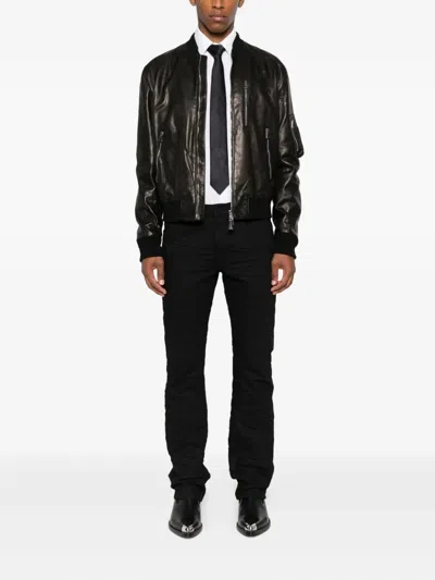 Givenchy Leather Bomber Jacket Puffer Jackets Black In Brown