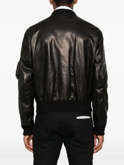 Givenchy Leather Bomber Jacket Puffer Jackets Black In Brown
