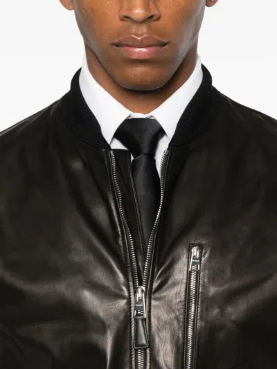 Givenchy Leather Bomber Jacket Puffer Jackets Black In Brown