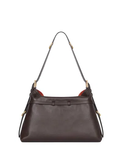 Givenchy Medium Voyou Calfskin Shoulder Bag With Buckle Fastening In Brown