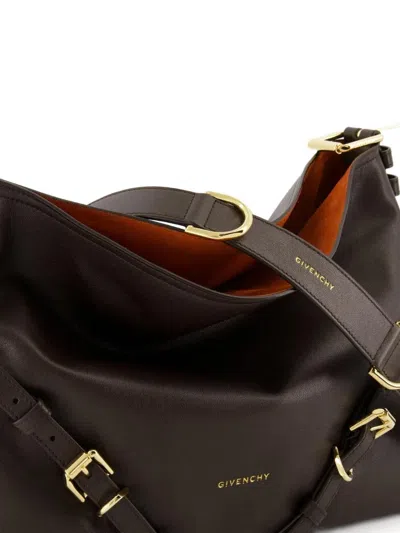 Givenchy Medium Voyou Calfskin Shoulder Bag With Buckle Fastening In Brown