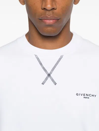 Givenchy White Couture Seam Sweatshirt With Embroidered Logo In White