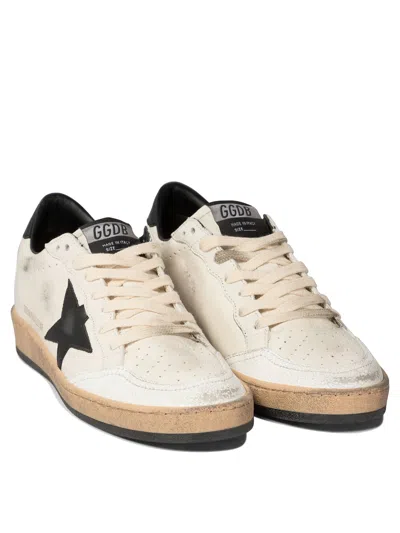 Golden Goose Ballstar Black And White Low Top Sneakers With Star Patch On The Side And Contrasting Heel With Writ In White