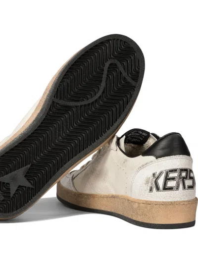 Golden Goose Ballstar Black And White Low Top Sneakers With Star Patch On The Side And Contrasting Heel With Writ In White