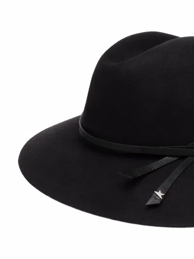 Golden Goose Wool Fedora Hat With Leather Strap Accessories In Black