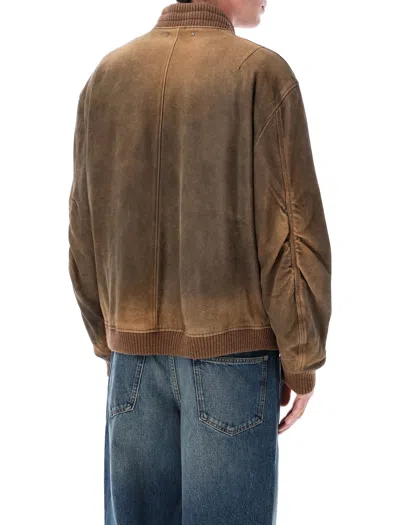 Golden Goose Brown Jacket With Sleeve Pocket And Distressed Effects In Leather Woman In Brown