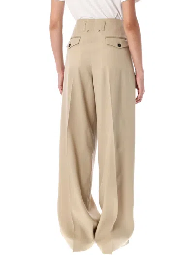 Golden Goose Sand Wool Gabardine High-waist Pants In Neutral