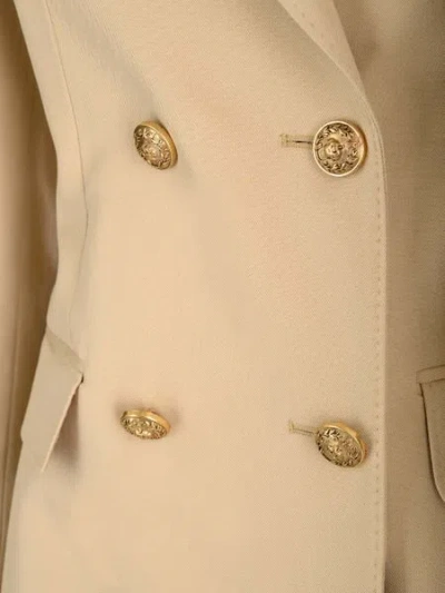 Golden Goose Womens Double-breasted Blazer In Sand With Gold Heraldic Buttons In Animal Print