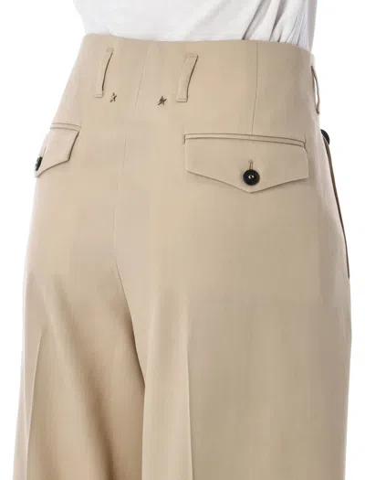 Golden Goose Sand Wool Gabardine High-waist Pants In Neutral