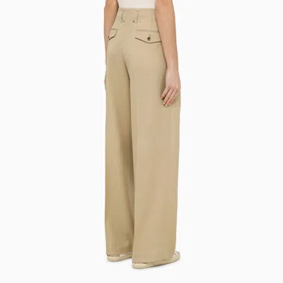 Golden Goose Sand Wool Gabardine High-waist Pants In Neutral