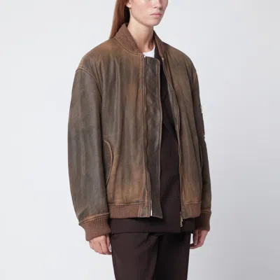 Golden Goose Vintage-effect Brown Bomber In Brown
