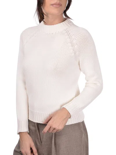 Gran Sasso White Wool Crew Neck Sweater