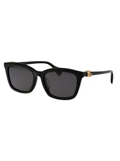Gucci Logo-plaque Square-frame Sunglasses In Black