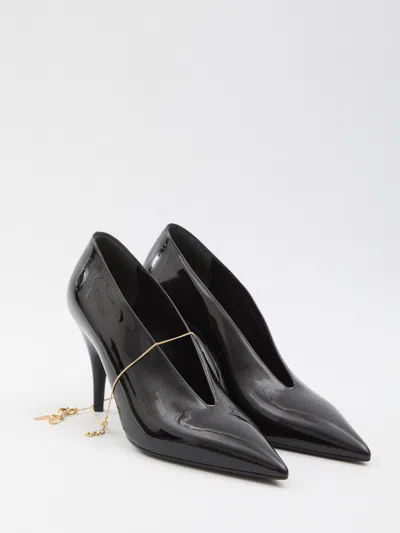 Gucci Musa Vernic Patent Leather Anklet Pumps In Animal Print