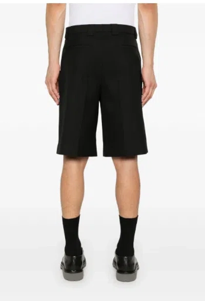 Gucci Black Bermuda Shorts With Web Detail In Wool Man