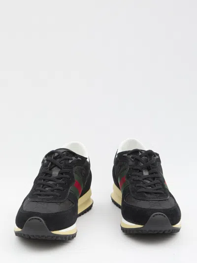 Gucci Sneaker Re-motion In Black Gg Fabric Men