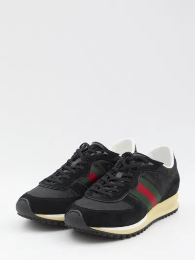 Gucci Sneaker Re-motion In Black Gg Fabric Men