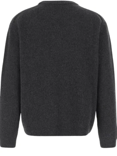 Gucci Grey Crewneck Sweater With Logo Lettering Embroidery On The Front In Wool Man In Gray