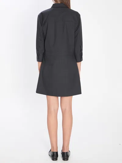 Gucci Womens Horsebit Long-sleeves Wool Mini Dress Ardesia Grey In Black