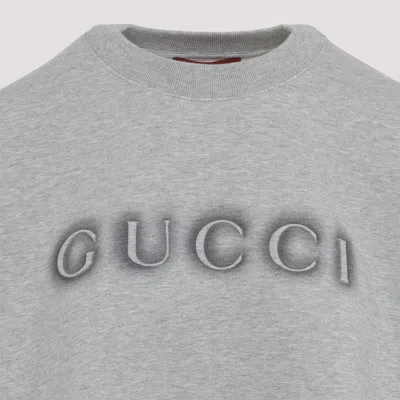 Gucci Logo Detail Cotton Sweatshirt In Gray