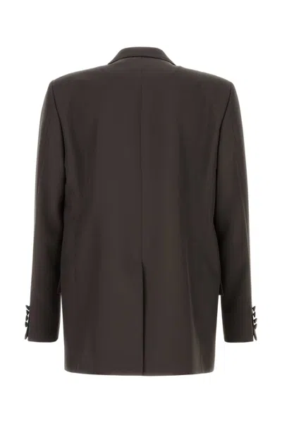 Gucci Double-breasted Jacket In Technical Panama In Brown