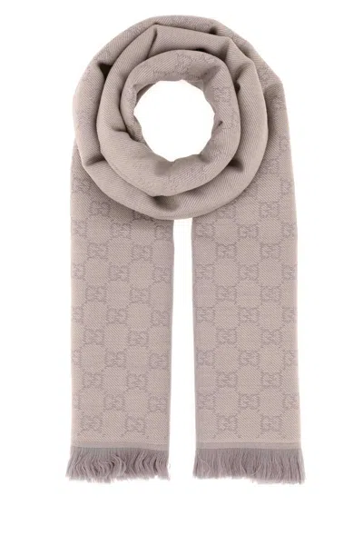 Gucci Embroidered Wool Scarf In Gray