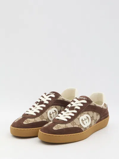 Gucci Men G75 Low-top Supreme Gg Fabric And Suede Sneakers In Multi