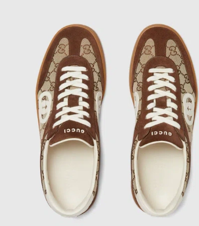 Gucci Men G75 Low-top Supreme Gg Fabric And Suede Sneakers In Multi