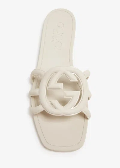 Gucci Gg Interlocking Slides In White